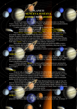 PLANETI SUNČEVA SUSTAVA poznato i manje poznato