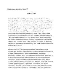 Prof.dr.med.sc. FAHRIJA SKOKIĆ BIOGRAFIJA