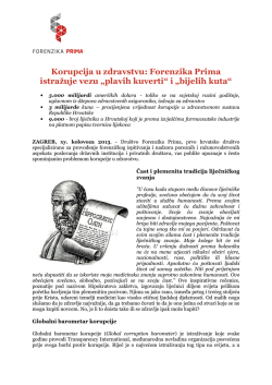 Korupcija u zdravstvu: Forenzika Prima istražuje vezu &bdquo;plavih kuverti