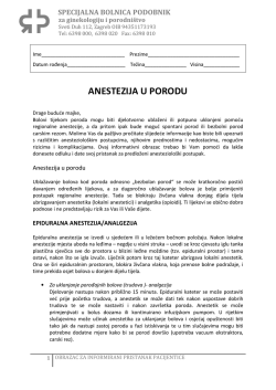 ANESTEZIJA U PORODU