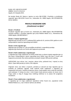 PRAVILA NAGRADNE IGRE &bdquo;Kreativnost na djelu&ldquo;