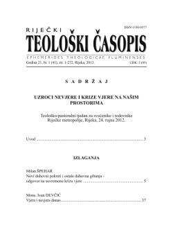 RTČ 1-2013 - Teologija u Rijeci