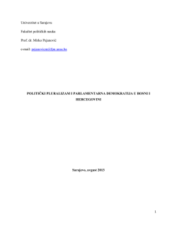 Univerzitet u Sarajevu Fakultet političkih nauka Prof. dr. Mirko