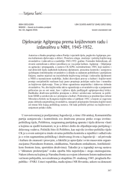 Djelovanje Agitpropa prema književnom radu i izdava&scaron;tvu u