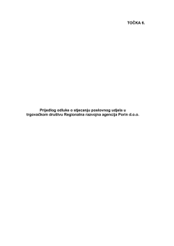 Prijedlog odluke o stjecanju poslovnog udjela u