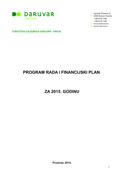 Program rada TZ Daruvar - Turistička zajednica Daruvar