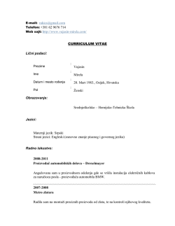 CURRICULUM VITAE - Mirela Vujasin Resume