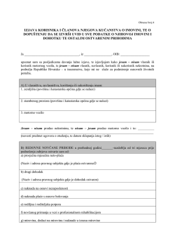 Izjava o imovini, te o dopu&scaron;tenju da se izvr&scaron;i uvid u sve podatke o
