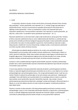 1 Inka Mi&scaron;kulin EPISTEMIČKA NEPRAVDA I PSIHOTERAPIJA 1