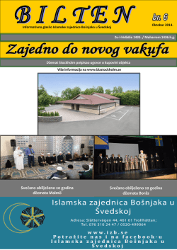 Bilten br. 6 - Islamska zajednica Bo&scaron;njaka u &Scaron;vedskoj