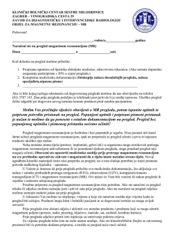 magnetna rezonanca - Sestrinstvo KBCSM