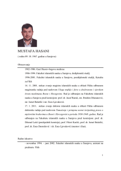 Biografija - Fakultet islamskih nauka u Sarajevu