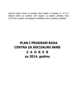PLAN I PROGRAM RADA CENTRA ZA SOCIJALNU SKRB ZAGREB
