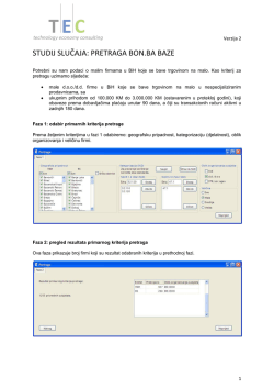 STUDIJ SLUČAJA: PRETRAGA BON.BA BAZE