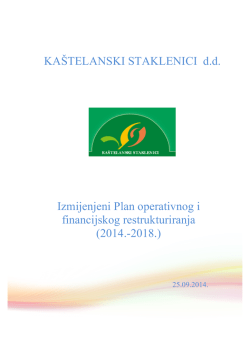 Izmijenjeni plan operativnog i financijskog restrukturiranja