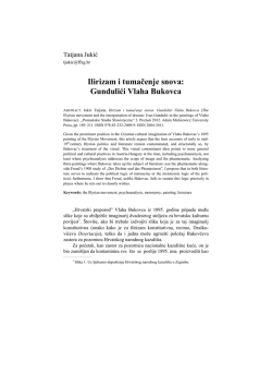 Ilirizam i tumačenje snova: Gundulići Vlaha Bukovca
