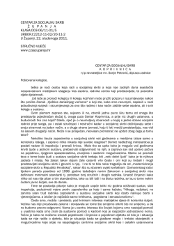 CENTAR ZA SOCIJALNU SKRB Ž UPANJA KLASA:003-06/11