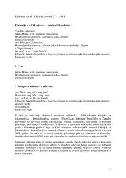 opis radionice - Filozofski fakultet