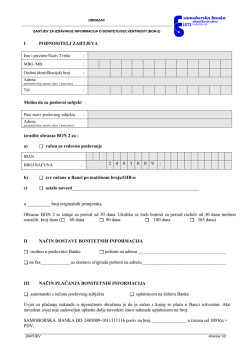 I PODNOSITELJ ZAHTJEVA : : : : Molim da za poslovni subjekt