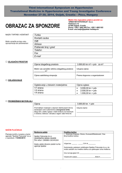 obrazac za sponzore - ISHOP3 - Third International Symposium on