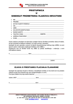 Pristupnica u SPVH - Sindikat prometnika vlakova Hrvatske