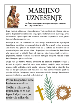 Primi, Gospodine, na&scaron;e korizmene molitve. Sjedini s njima svoju
