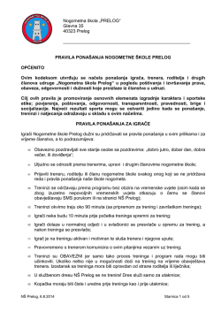 pravilnik pona&scaron;anja - Nogometna &scaron;kola Prelog