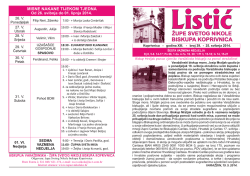 MISNE NAKANE TIJEKOM TJEDNA