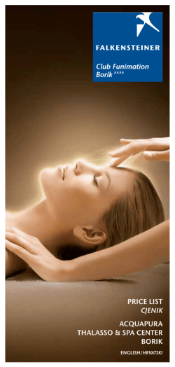 PRICE LIST CJENIK ACQUAPURA THALASSO & SPA CENTER