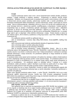 INSTALACIJA WEB APLIKACIJA KOJE SE ZASNIVAJU NA - e-LIS