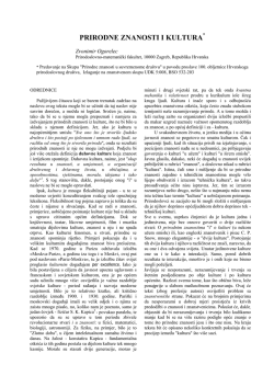 PRIRODNE ZNANOSTI I KULTURA*