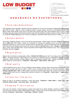 D O G A Đ A N J A  N A  Z A K Y N T H O S U - F