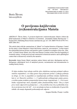 O povijesno-književnim (re)konstrukcijama Mato&scaron;a