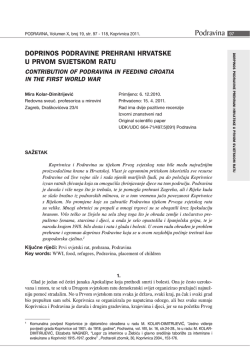 Contribution of Podravina in Feeding Croatia in the First World War