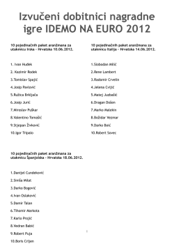 Izvučeni dobitnici nagradne igre IDEMO NA EURO 2012