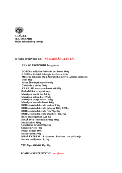 1) Popis proizvoda koji NE SADRŽE GLUTEN