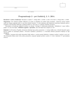 Programiranje 2 - prvi kolokvij, 2. 5. 2014.