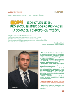 jedinstven je bh. proizvod, iznimno dobro prihvaćen na domaćem i