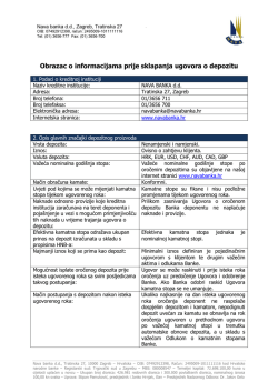 Obrazac o info.prije sklapanja ugovora o depozitu