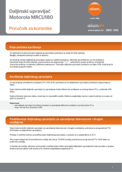 Prije početka kori&scaron;tenja Kori&scaron;tenje daljinskog upravljača