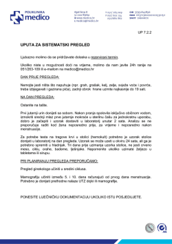 UPUTA ZA SISTEMATSKI PREGLED
