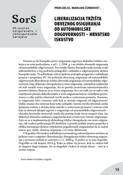 LIBERALIZACIJA TRžI&scaron;TA OBVEZNOG OSIGURANJA OD