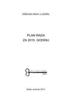 PLAN RADA ZA 2015. GODINU