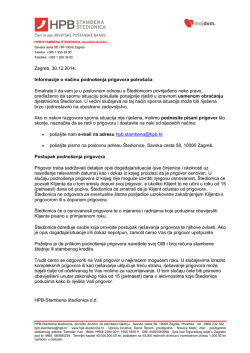 Informacije o načinu podno&scaron;enja prigovora potro&scaron;ača