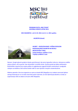 PROGRAM IZLETA &bdquo;BIKE TOURS&ldquo; SJEVERNA