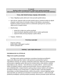 8.2. OdgaĐanje spolne aktivnosti i rizici preranih seksualnih