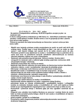 Plan rada za 2014 - Dru&scaron;tvo distrofičara invalida cerebralne i dječje