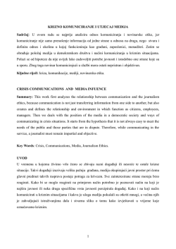 krizno komuniciranje i utjecaj medija