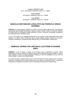 sanacija nestabilnih lokaliteta na području grada zagreba