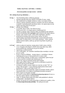 TIJEK RAZVOJA GOVORA I JEZIKA (Govorno